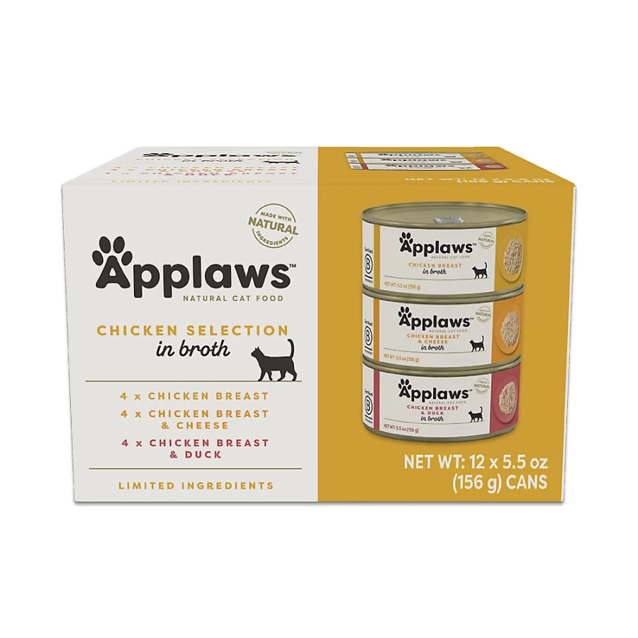 PetSmart Applaws Natural Cat Food Variety Pack - 12 Cans, Grain-Free, Premium Wet Cat Food for All Life Stages
