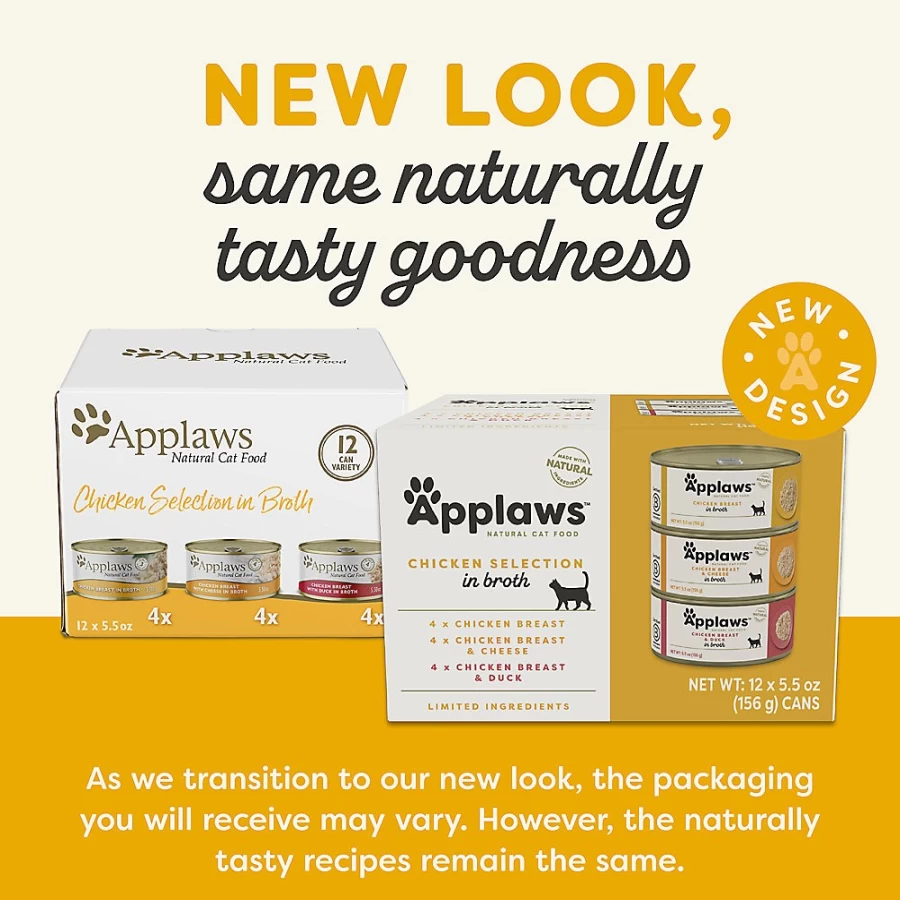 PetSmart Applaws Natural Cat Food Variety Pack - 12 Cans, Grain-Free, Premium Wet Cat Food for All Life Stages