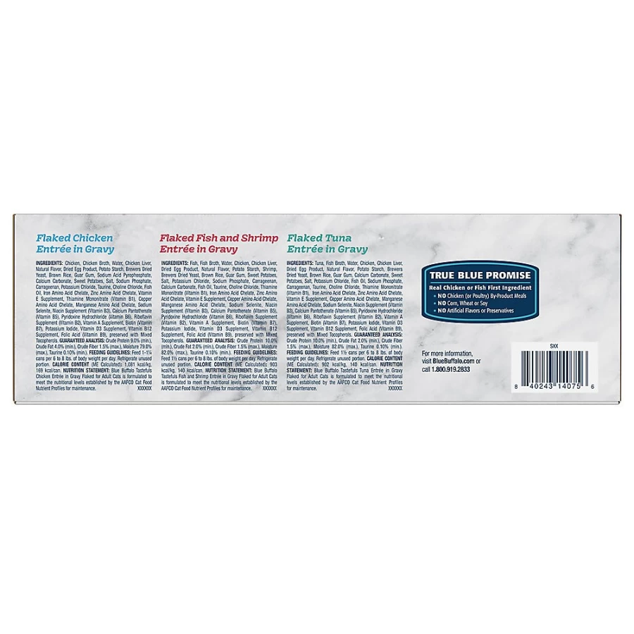 PetSmart Blue Buffalo Tastefuls Natural Wet Flaked Cat Food Variety Pack, 5.5 oz Cans, 12-Pack
