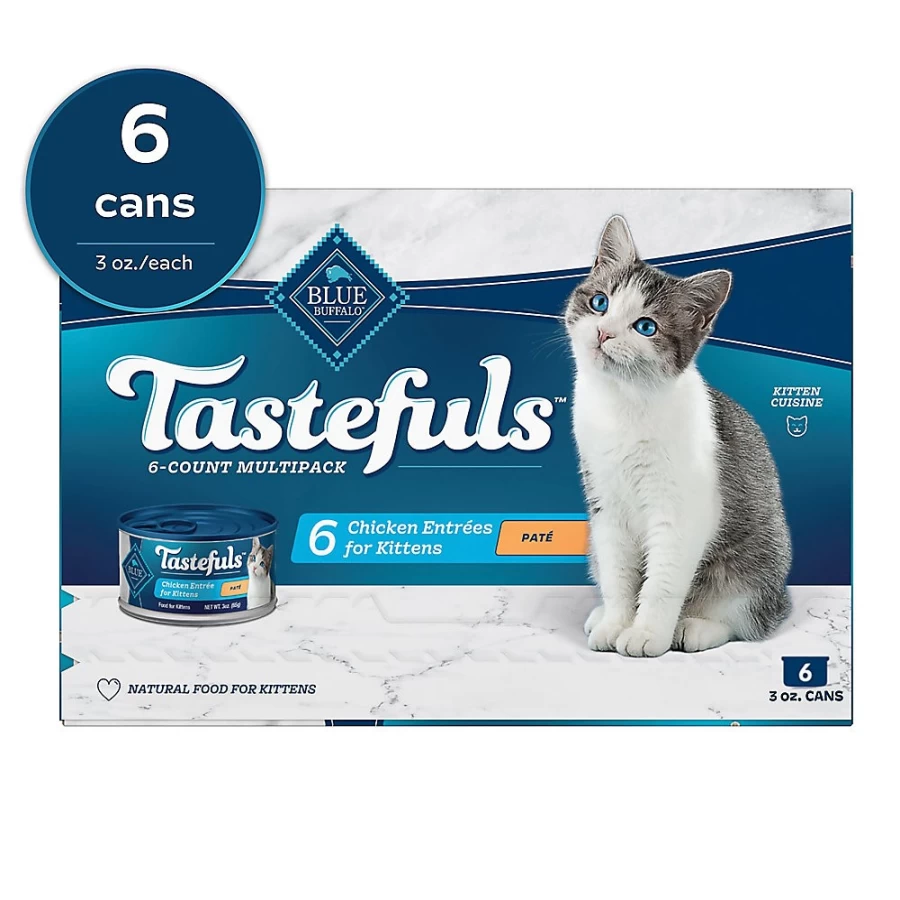 PetSmart Blue Buffalo Tastefuls Kitten Wet Cat Food Pate - Natural Chicken Recipe, 6-Pack