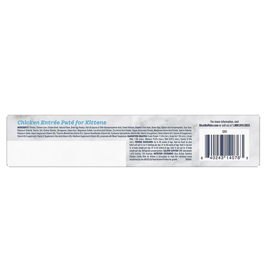 PetSmart Blue Buffalo Tastefuls Kitten Wet Cat Food Pate - Natural Chicken Recipe, 6-Pack