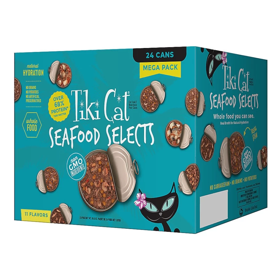 PetSmart Tiki Cat Seafood Selects Variety Pack - Natural, Non-GMO Wet Cat Food, 24 Cans