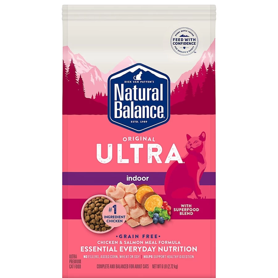 PetSmart Natural Balance Original Ultra Grain-Free Indoor Adult Cat Food with Chicken & Salmon - Premium Dry Cat Food for Healthy Weight & Digestion