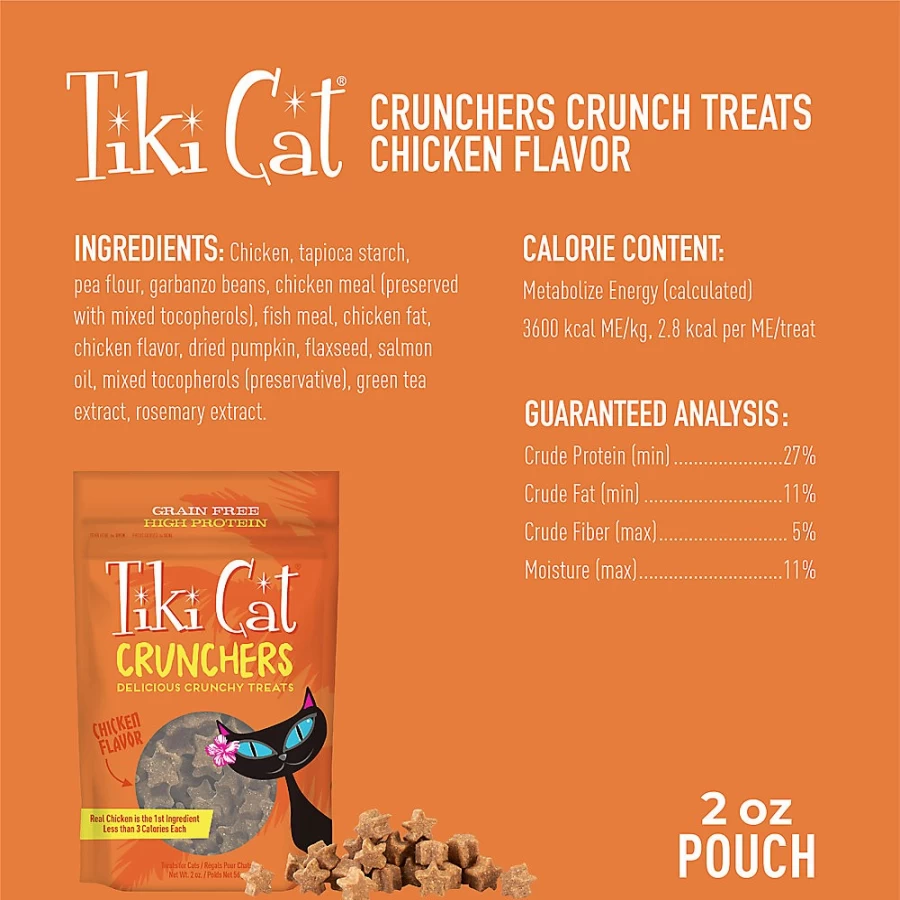 PetSmart Tiki Cat Crunchers Grain-Free High Protein Cat Treats for Healthy Snacking