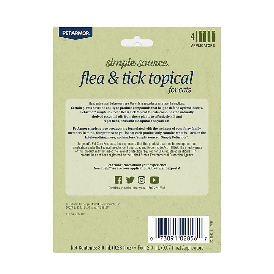 PetSmart PetArmor Flea & Tick Prevention Topical Treatment for Cats, 4-Pack