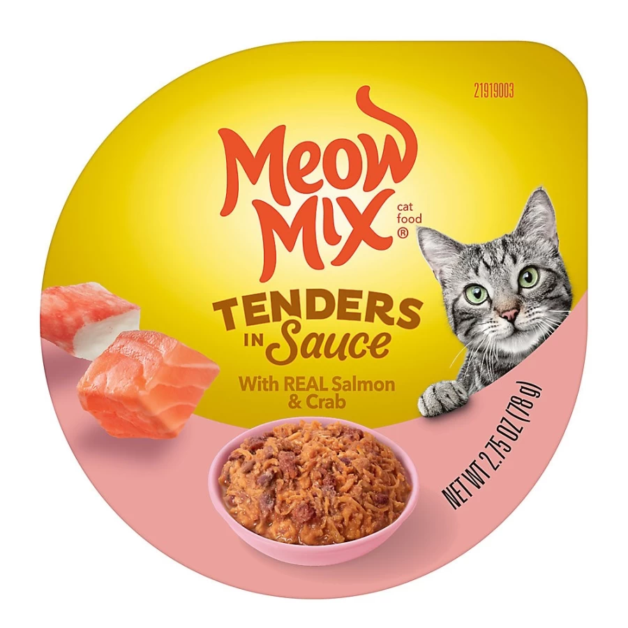 PetSmart Meow Mix Tender Favorites Wet Cat Food for All Ages - Salmon & Crab Flavor, Grain-Free Pate