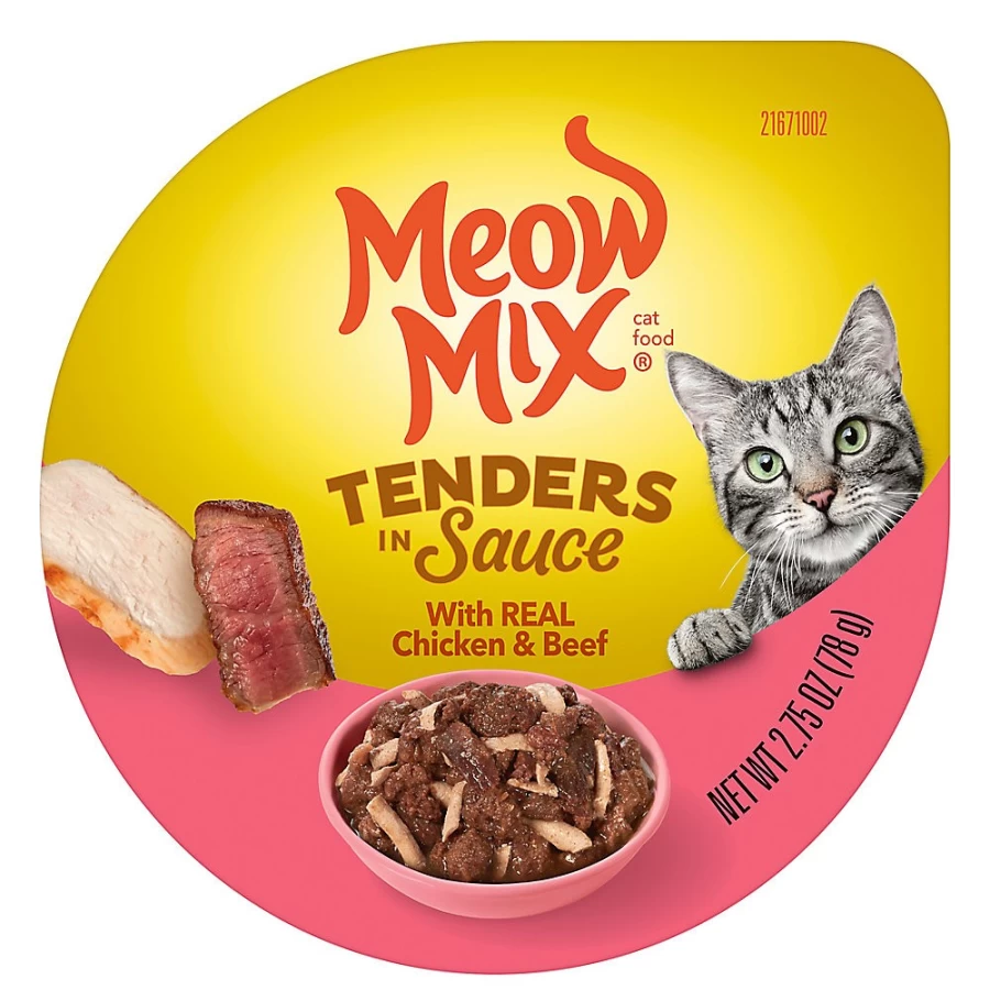 PetSmart Meow Mix Tender Favorites Wet Cat Food for All Breeds - Chicken & Beef Recipe in Savory Gravy