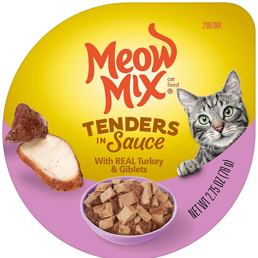 PetSmart Meow Mix Tender Favorites Wet Cat Food for All Ages - Turkey & Giblets Flavor, Grain-Free Pate