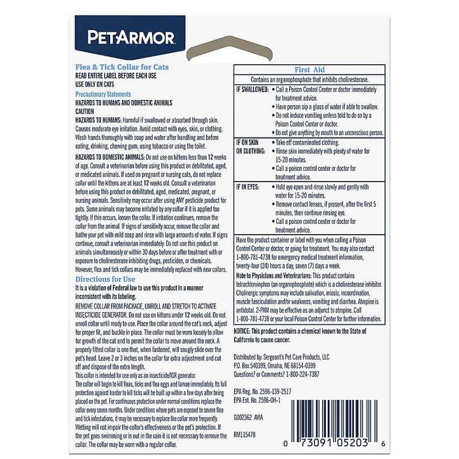 PetSmart Fipronil Flea & Tick Collar for Cats – Effective Pest Protection by PetArmor