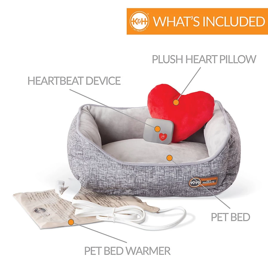 PetSmart KH Mother's Heartbeat Warming Cat Bed with Soft Heart Pillow for Kittens & Adult Cats
