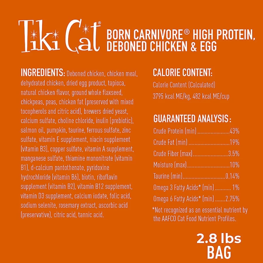 PetSmart Tiki Cat Born Carnivore Grain-Free Cat & Kitten Food - High Protein Chicken & Egg Recipe, Non-GMO, Natural Ingredients