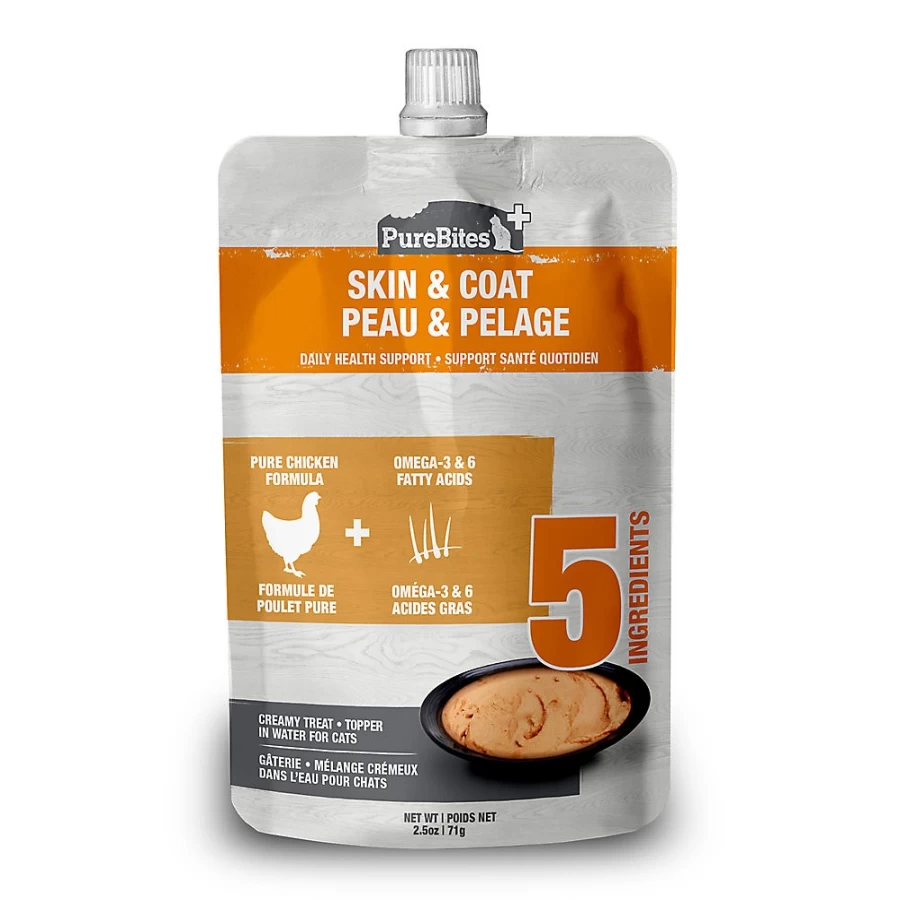 PetSmart PureBites Plus Squeezables Skin & Coat Cat Food Topper - Healthy Supplement for Cats