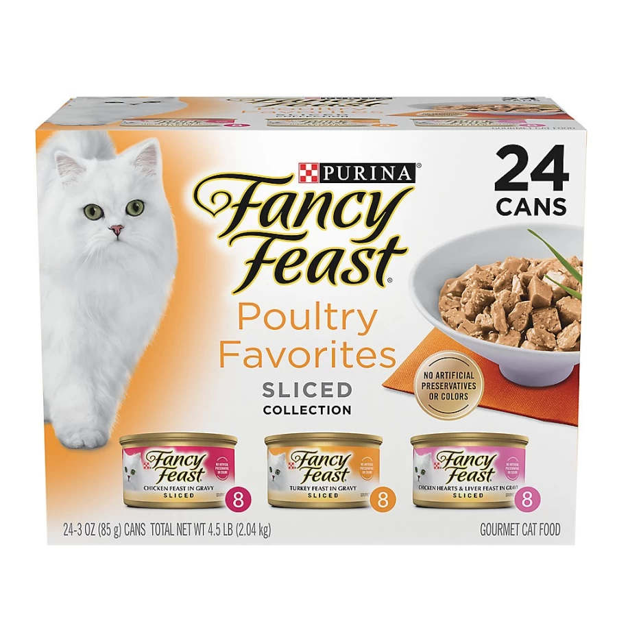 PetSmart Fancy Feast Sliced Wet Cat Food for All Life Stages - 5.53 lb Case, Gourmet Pate Variety Pack