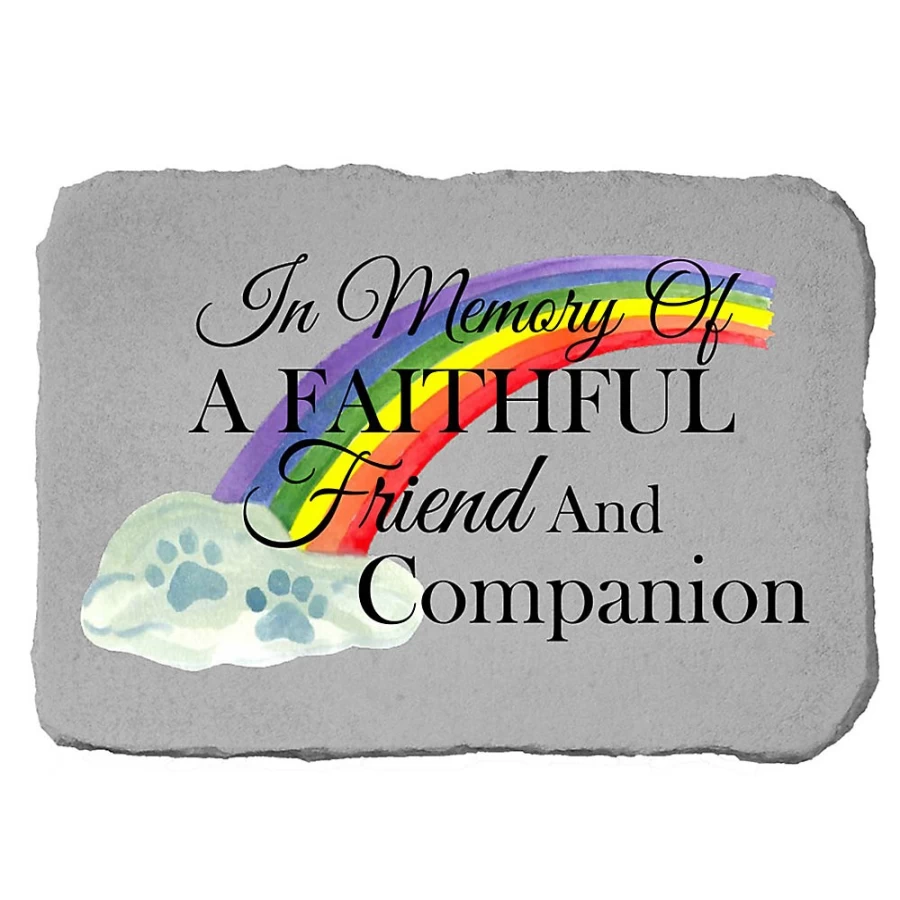 "PetSmart Kay Berry Rainbow Pet Memorial Stone - In Memory Of A Faithful Friend"