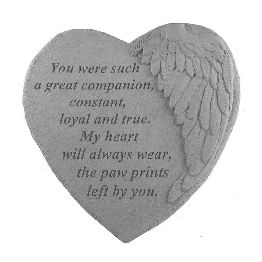 PetSmart Kay Berry Heart Shaped Pet Memorial Stone - Angel Wings Design for Beloved Companions