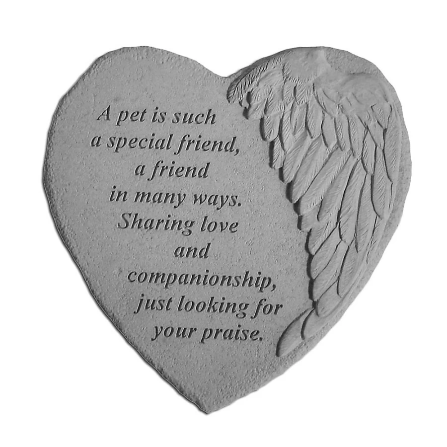 PetSmart Kay Berry Angel Wing Heart-Shaped Memorial Stone for Pets - Honoring Your Special Friend