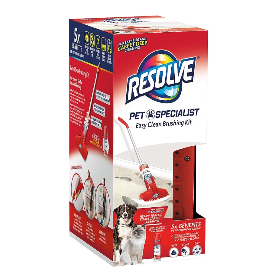 PetSmart Resolve Pet Easy Clean Brushing Kit - Grooming Brush & 22oz Cleaning Foam for Dogs & Cats