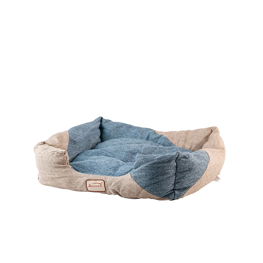 PetSmart Armarkat Cornflower Blue & Beige Plush Cat Bed - Soft Cuddler Pet Bed for Cats