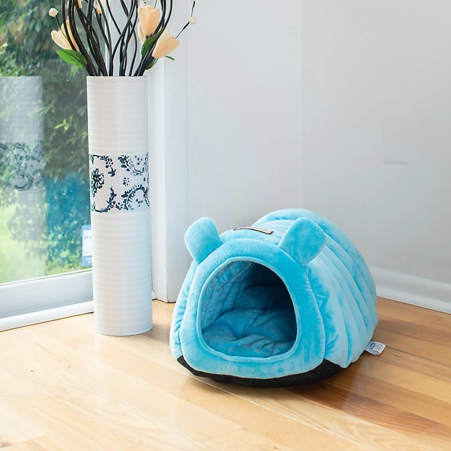 PetSmart Armarkat Luxe Velvet Cornflower Blue Covered Cat Bed - Soft, Cozy & Stylish Pet Bed for Cats