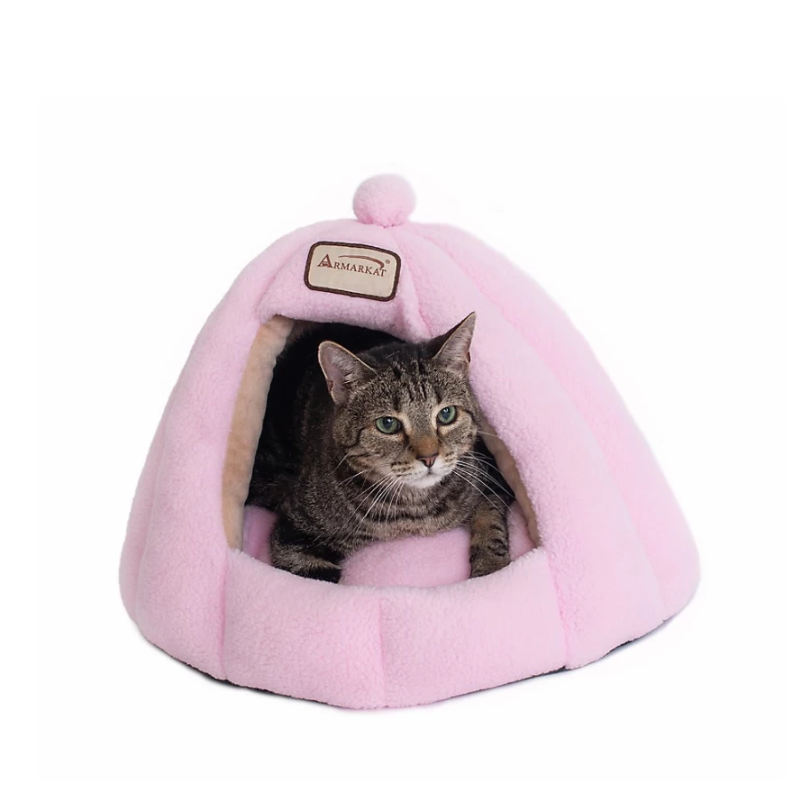 PetSmart Armarkat Pink Faux Fleece Cat Cave Bed for Cozy Comfort