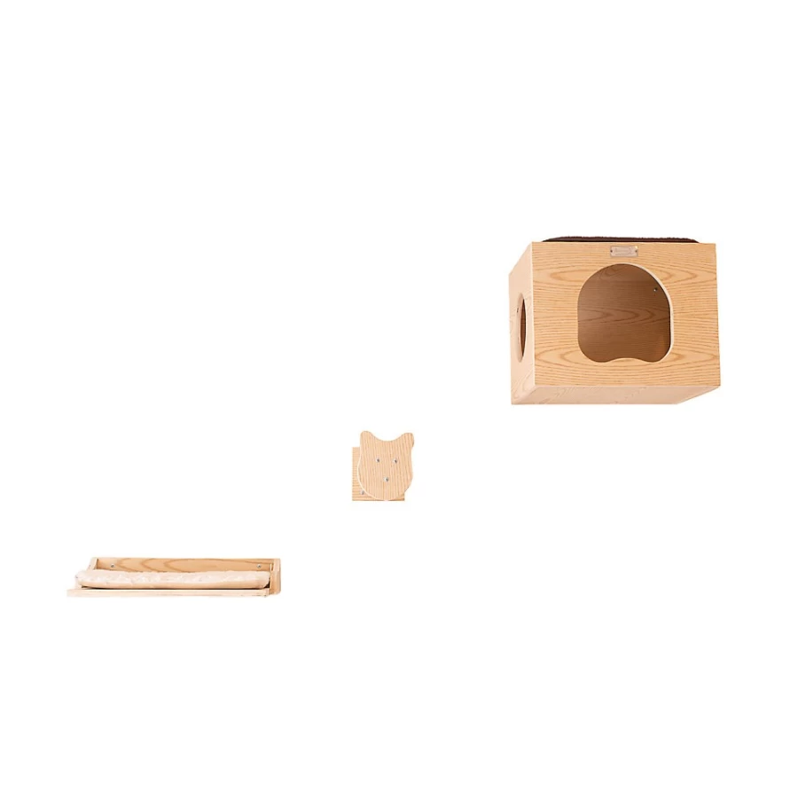 PetSmart Armarkat Wall-Mounted Natural Wood Cat Climbing Shelf - 3-Tier Cat Steps for Condos