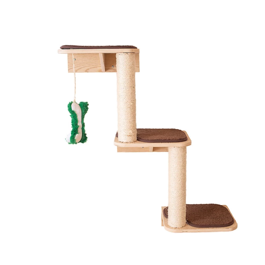 PetSmart Wall-Mounted 3-Tier Real Wood Cat Shelves - Natural Kitty Perches & Climbing Furniture for Indoor Cats