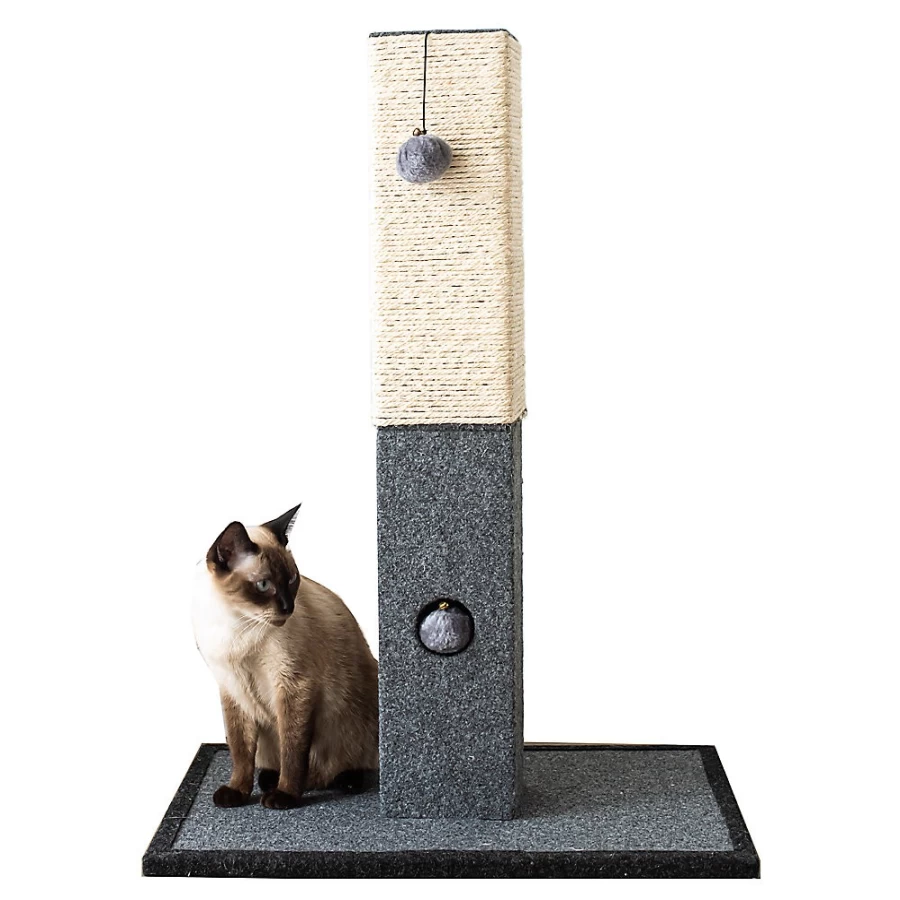 PetSmart Catry Natural Sisal Rope Cat Scratching Post for Indoor Cats, Durable Grey-Beige Cat Tower with Sisal Fiber, Sturdy Base for Climbing & Scratching