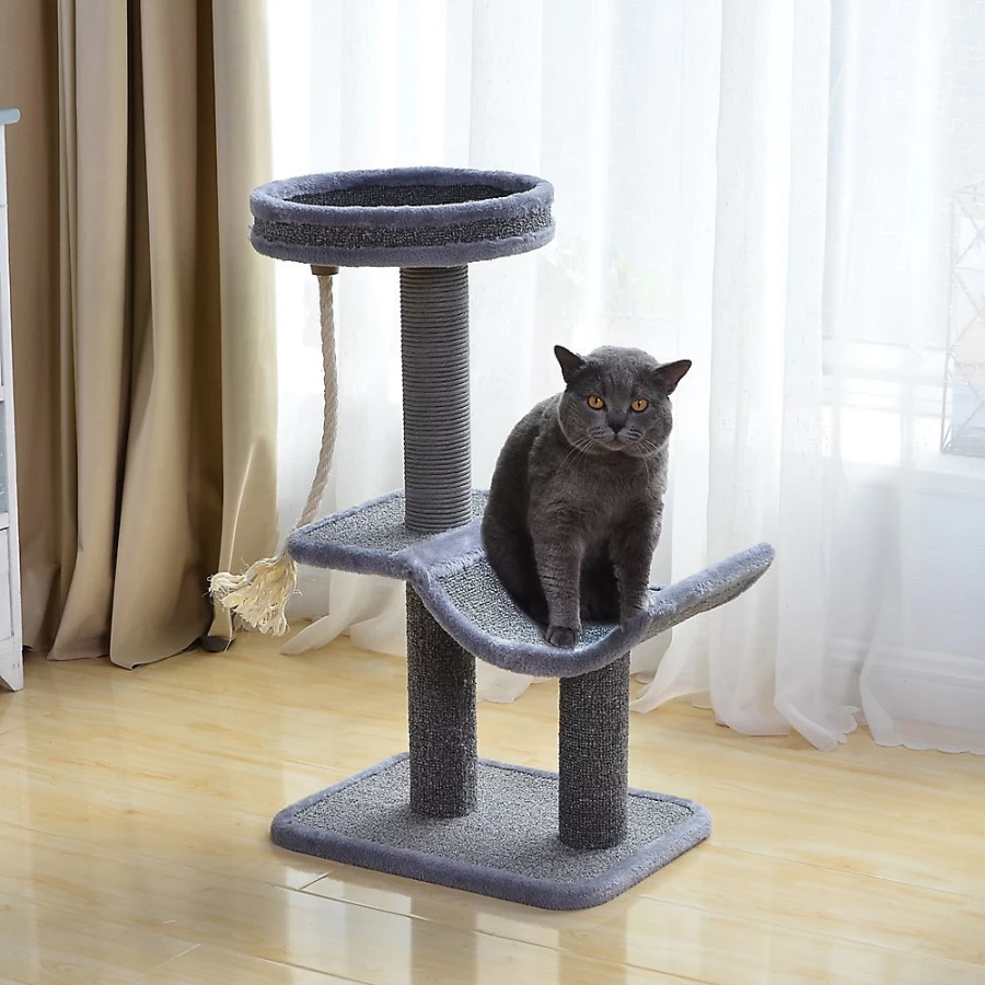 PetSmart Catry 27-Inch Gray Cat Tree with Cradle Bed for Indoor Cats