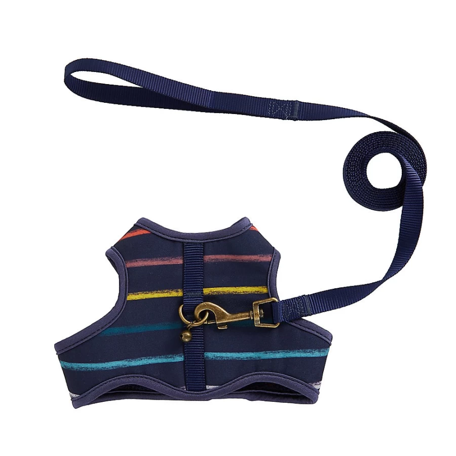 PetSmart Navy Striped Cat Harness and Leash Combo for Safe Outdoor Walks