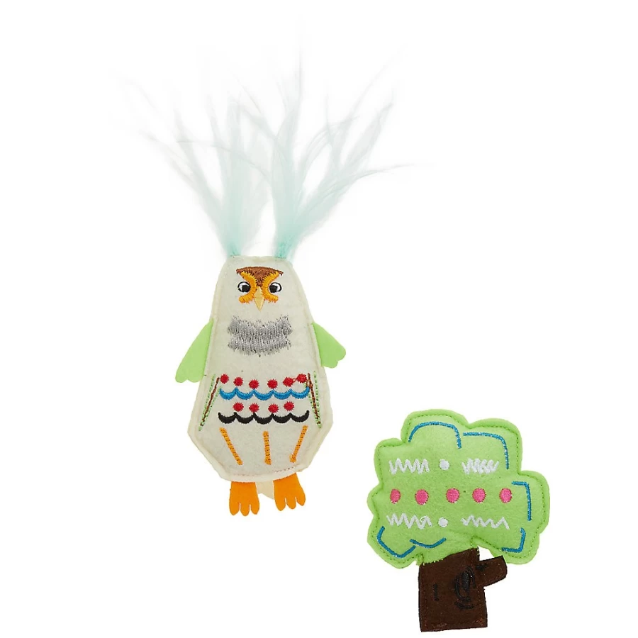 PetSmart Whisker City Light-Up & Chirping Owl Cat Toy with Catnip - Interactive 2-Pack for Cats