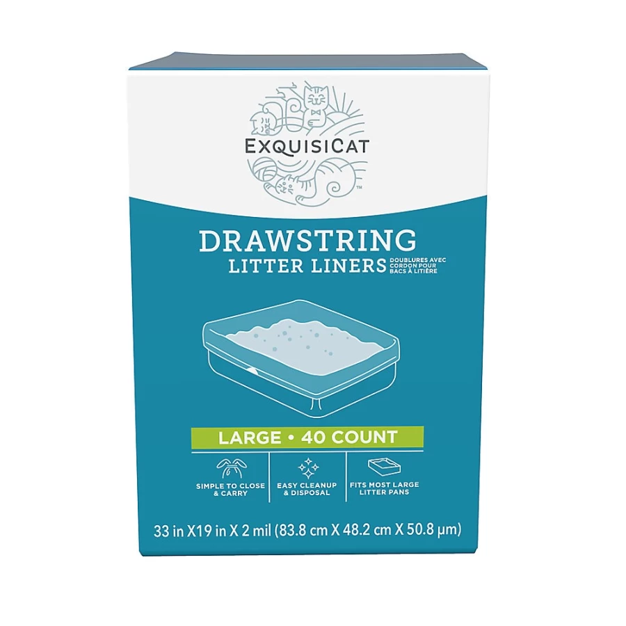 ExquisiCat Drawstring Litter Liners by PetSmart - Easy Cleanup Clumping Cat Litter Liners
