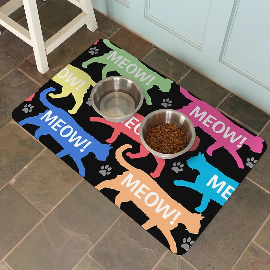PetSmart Bungalow Flooring Meow! Cat Floor Mat, Non-Slip 36 x 23 Inch Pet Mat for Indoor Use