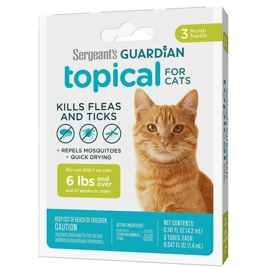 PetSmart Sergeant's Guardian Flea & Tick Treatment for Cats Over 6lbs – 3-Month Supply Topical Solution