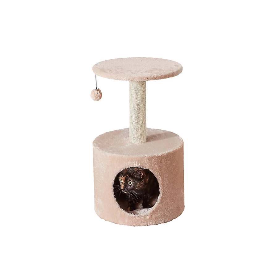 PetSmart Two By Two 23-Inch Beige Plush Cat Tree Condo for Kittens & Cats