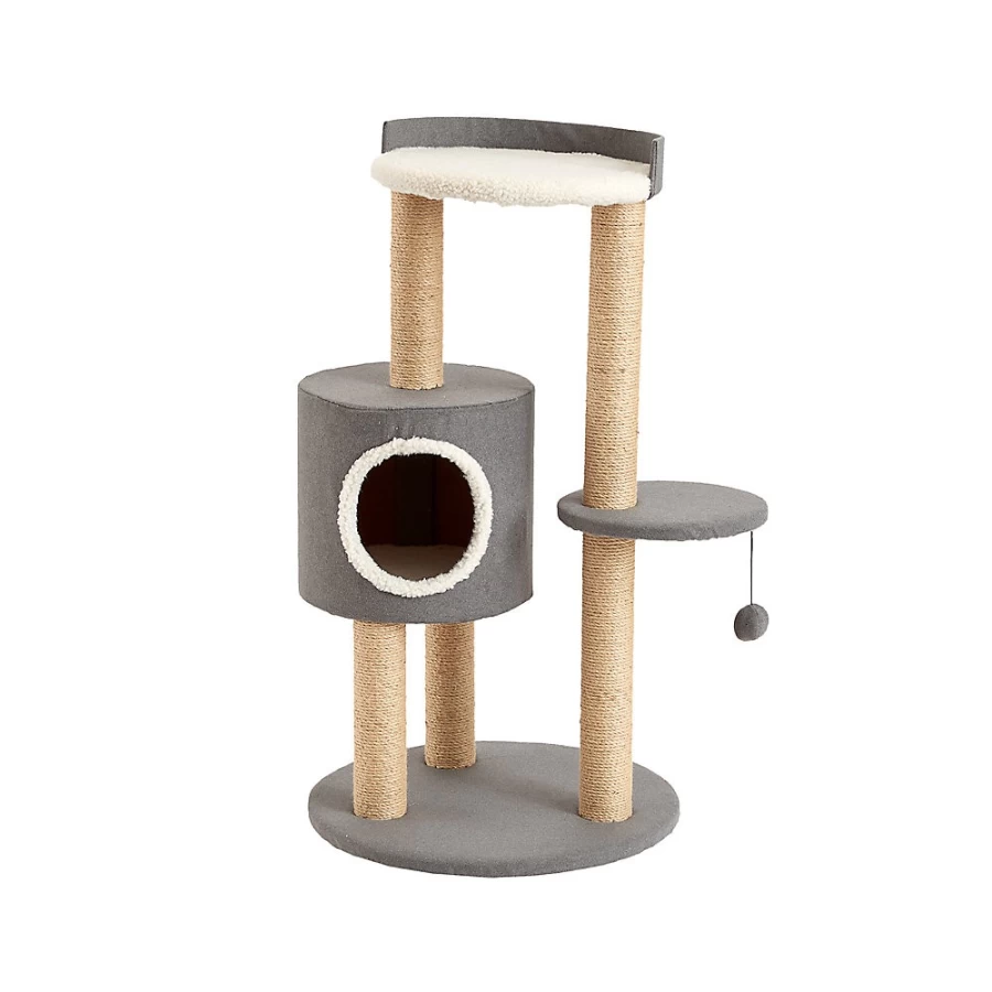 PetSmart Two By Two 39-inch Grey Felt Cat Tree Condo with Scratching Posts
