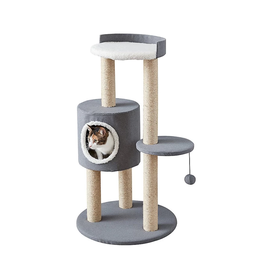 PetSmart Two By Two 39-inch Grey Felt Cat Tree Condo with Scratching Posts