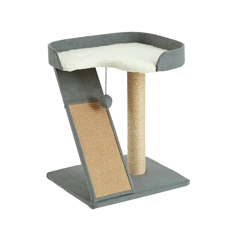 PetSmart Bonzai Play 'N Perch 22.8-Inch Grey Felt Cat Perch for Indoor Cats