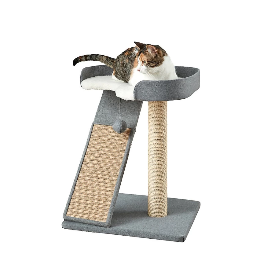PetSmart Bonzai Play 'N Perch 22.8-Inch Grey Felt Cat Perch for Indoor Cats