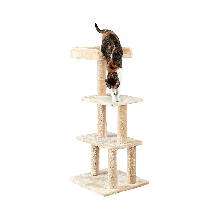 PetSmart Sycamore 44-inch Beige Faux-Fleece Cat Tree with Perches - Two By Two Collection