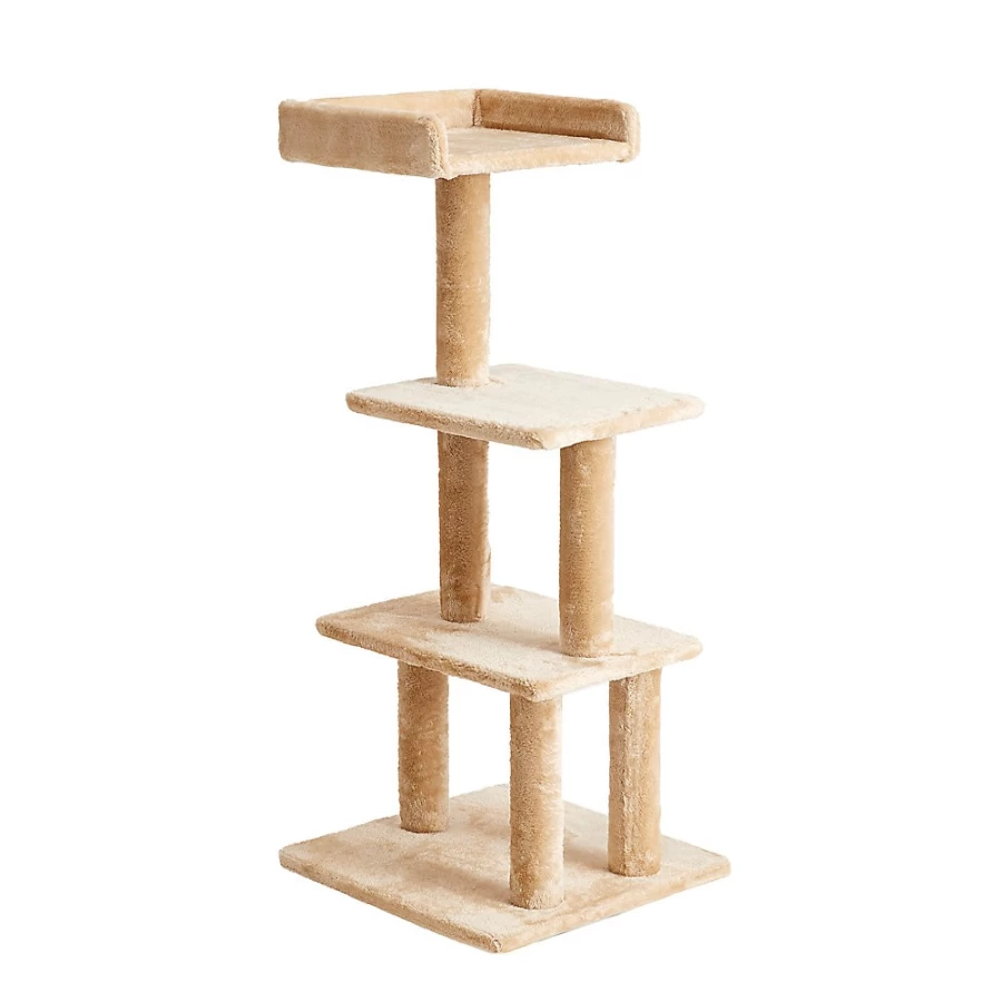 PetSmart Sycamore 44-inch Beige Faux-Fleece Cat Tree with Perches - Two By Two Collection