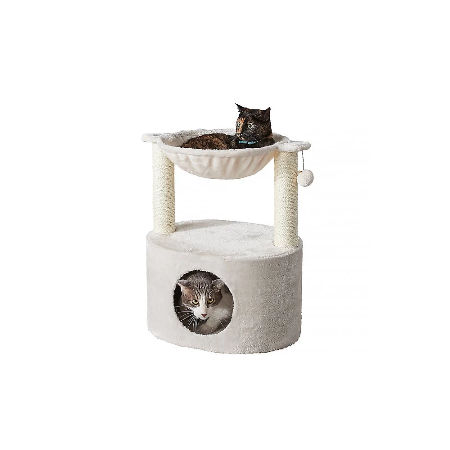 PetSmart Two By Two The Holly 23-inch Plush Cat Tree Condo in Cream for Indoor Cats
