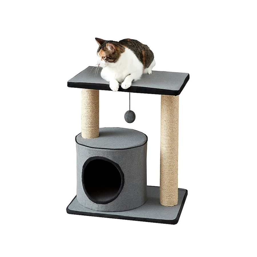 PetSmart Two By Two The Cherry 20-Inch Grey Felt Cat Condo for Indoor Cats