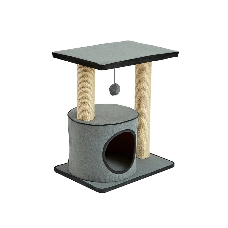 PetSmart Two By Two The Cherry 20-Inch Grey Felt Cat Condo for Indoor Cats