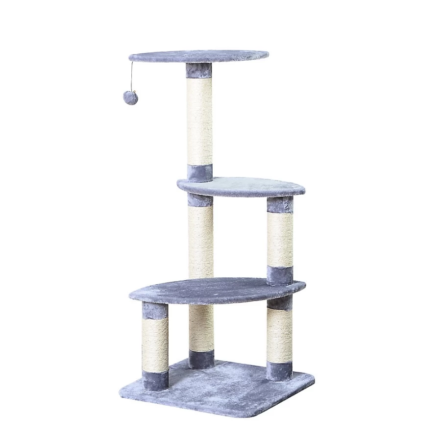 PetSmart Two By Two The Cypress 41-inch Tall Plush Grey Cat Tree with Perches