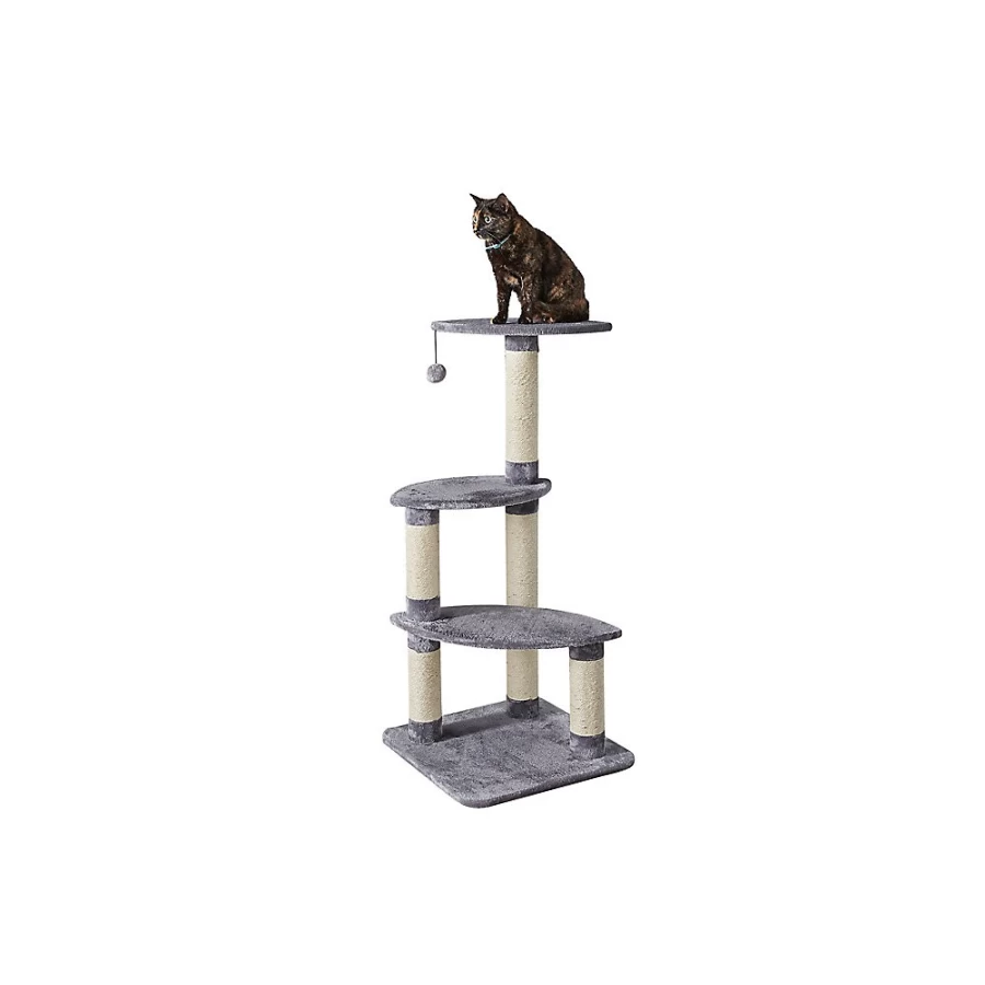 PetSmart Two By Two The Cypress 41-inch Tall Plush Grey Cat Tree with Perches