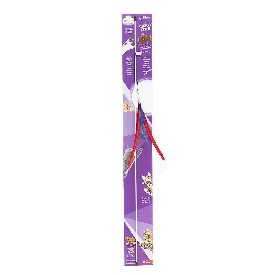 "PetSmart Interactive Cat Toy: Turkey Feather Flyer Lure for Playful Cats"