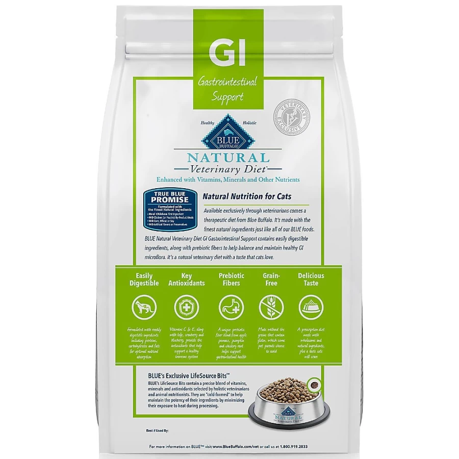 PetSmart Blue Buffalo Veterinary Diet GI Adult Dry Cat Food - Natural Chicken Recipe for Digestive Health