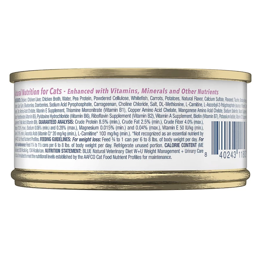 PetSmart Blue Buffalo Veterinary Diet W+U Adult Wet Cat Food - Natural Chicken Recipe for Urinary Health