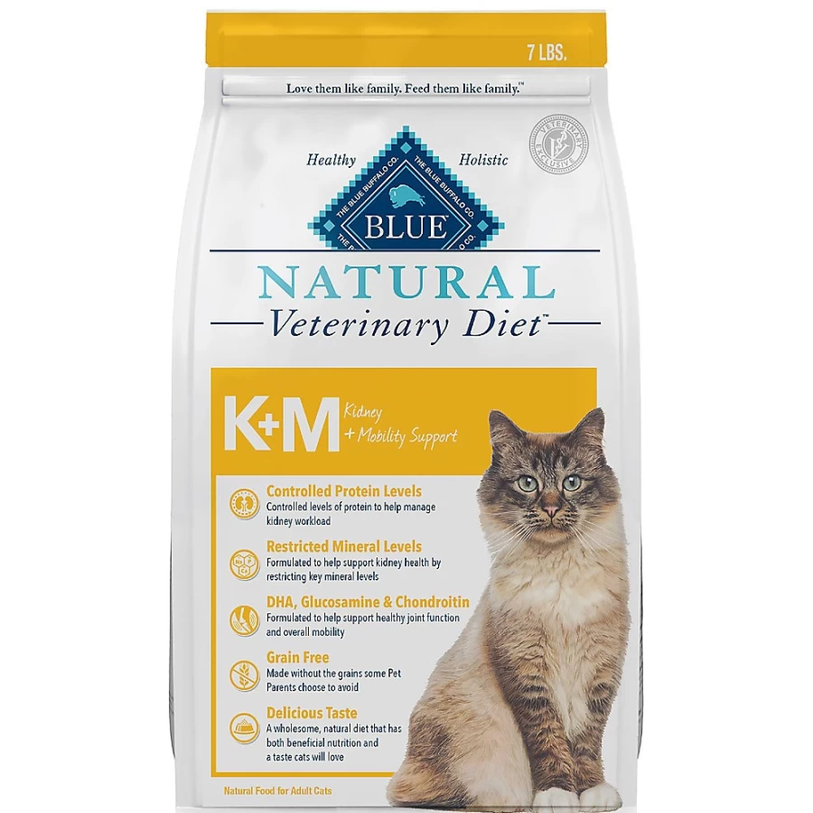 PetSmart Blue Buffalo Veterinary Diet K+M Adult Dry Cat Food - Natural Chicken Recipe for Kidney Support