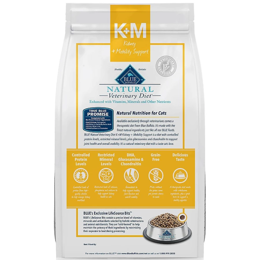 PetSmart Blue Buffalo Veterinary Diet K+M Adult Dry Cat Food - Natural Chicken Recipe for Kidney Support